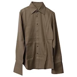 Gucci-Gucci Camisa con botones de espiga en algodón marrón-Castaño