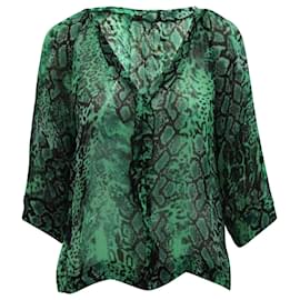 Ba&Sh-Ba&Sh Snake Print Blouse in Green Silk -Other