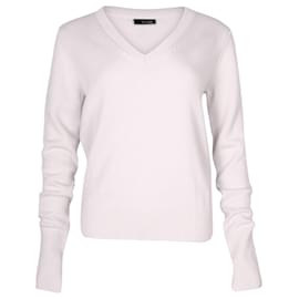 Joseph Langarm-Pullover mit V-Ausschnitt aus hellgrauem Kaschmir Grau