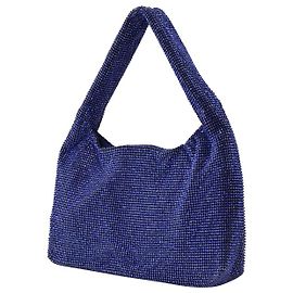 Donna Karan Mini Crystal Mesh Armpit Bag in Blue Rhinestones Blue