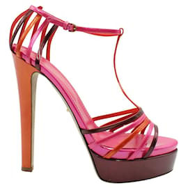 Sergio Rossi-Pink and orange Patent Leather Platform Heels-Other