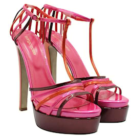 Sergio Rossi-Pink and orange Patent Leather Platform Heels-Other