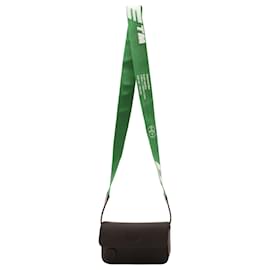 Off White-Off-White Ripstop Flap Crossbody Bag in Black Leather -Black