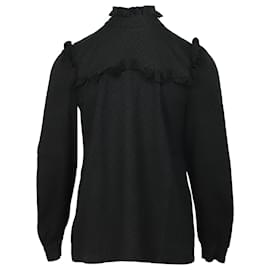 Autre Marque-BEIM.P.C. Bluse mit Stehkragen und Rüschen aus schwarzem Lyocell-Schwarz