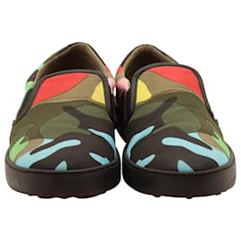 Valentino Garavani-Valentino Garavani Rockstud Camouflage Slip On Sneakers in Multicolor Print Canvas-Other