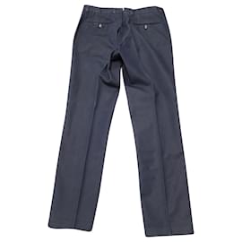 Tom Ford-Tom Ford Tapered Trousers in Navy Blue Cotton-Blue,Navy blue