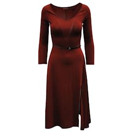 Altuzarra-Altuzarra Flowy Midi Dress in Burgundy Viscose-Dark red
