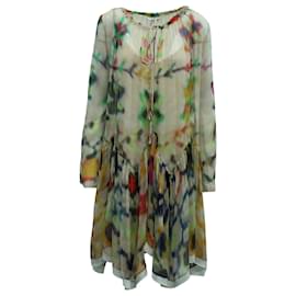 Chloé-Chloe Tie Dye Print Peasant Dress in Multicolor Silk-Other,Python print