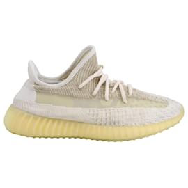 Yeezy-Adidas Yeezy Boost 350 V2 Low Top Sneakers in Cream Prime Knit Polyester -White,Cream