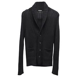 Tom Ford Steve McQueen Gerippter Cardigan mit Schalkragen aus schwarzer Wolle Schwarz