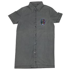 Dolce & Gabbana Camicia a Maniche Corte con Bottoni Frontali in Cotone Grigio Grigio