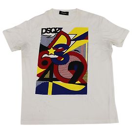 Dsquared2 Camiseta estampada inspirada na arte pop em algodão branco Branco
