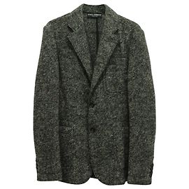 Dolce & Gabbana Boiled Single-Breasted Jacket in Grey Wool Grey