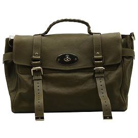 Mulberry Alexa Satchel Bag in Green Buffalo Leather Green Olive green