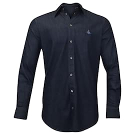 Vivienne Westwood Anglomania-Vivienne Westwood Anglomania Tailored Long Denim Shirt in Blue Cotton-Blue