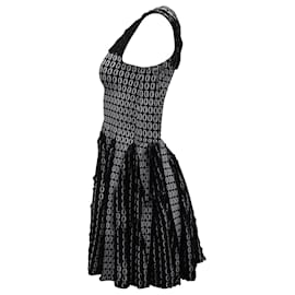 Alaïa-Alaia Sleeveless Flared Mini Dress in Black Polyester Viscose-Black