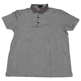 Lanvin-Lanvin Grosgrain Collar Polo Shirt in Gray Cotton-Grey