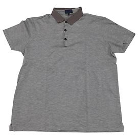 Polo de algodón gris con cuello de grosgrain de Lanvin Gris