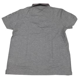 Lanvin-Lanvin Grosgrain Collar Polo Shirt in Gray Cotton-Grey