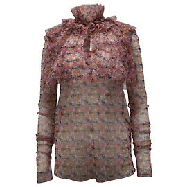 Philosophy di Lorenzo Serafini Blusa estampada com babados em seda multicolorida Outro