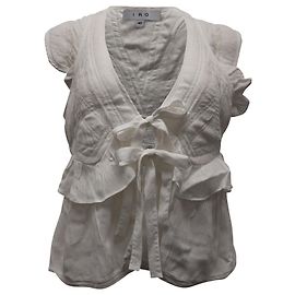 Iro Ruffled Tie-Front Blouse in White Cotton  White