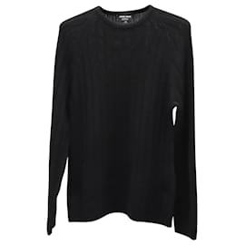 Giorgio Armani-Giorgio Armani Slim-Fit Ribbed Sweater in Black Cashmere-Black