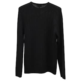 Giorgio Armani-Giorgio Armani Slim-Fit Ribbed Sweater in Black Cashmere-Black