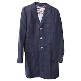Autre Marque-Junya Watanabe Man x Comme des Garçons Patch Coat in Blue Cotton-Navy blue