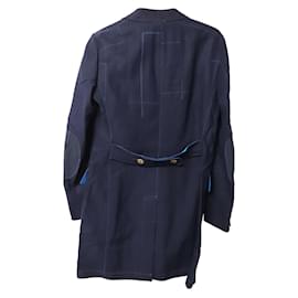 Autre Marque-Junya Watanabe Man x Comme des Garçons Patch Coat in Blue Cotton-Navy blue