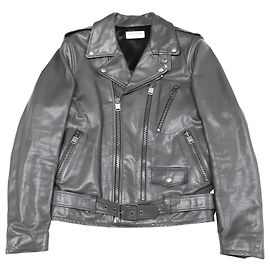 Saint Laurent L.17 Jaqueta de couro em couro de bezerro cinza Cinza