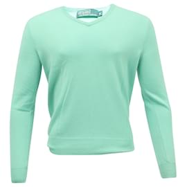 Ralph Lauren-Ralph Lauren V-Neck Sweatshirt in Turquoise Cashmere-Other