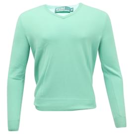 Ralph Lauren-Ralph Lauren V-Neck Sweatshirt in Turquoise Cashmere-Other