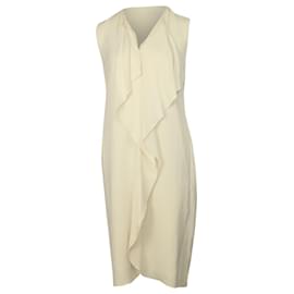 Ralph Lauren-Ralph Lauren Collection Vestido Chantel com babados na frente em seda marfim-Branco,Cru