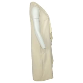 Ralph Lauren-Ralph Lauren Collection Vestido Chantel com babados na frente em seda marfim-Branco,Cru