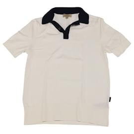 Burberry-Burberry Short Sleeve Knit Polo T-shirt in White Cotton Wool-White