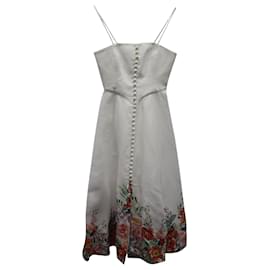 Zimmermann-Vestido largo con bustier en lino color marfil Bellitude de Zimmermann-Blanco,Crudo