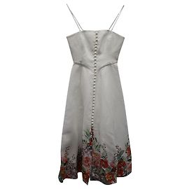 Zimmermann Bellitude Bustier-Maxikleid aus elfenbeinfarbenem Leinen Weiß Roh