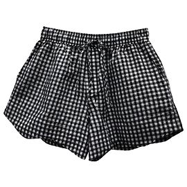 Ganni Checked Seersucker Shorts in Black and White Polyester  Other