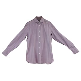 Tom Ford-Tom Ford Striped Button Down Shirt in Purple Cotton-Purple