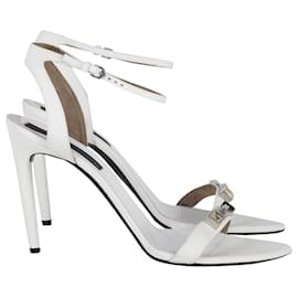 Proenza Schouler-Proenza Schouler Sandalen mit Knöchelriemen und geometrischer Hardware aus weißem Leder-Weiß