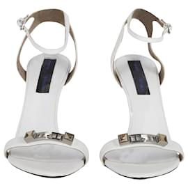 Proenza Schouler-Sandália de tira no tornozelo Proenza Schouler com ferragens geométricas em couro branco-Branco