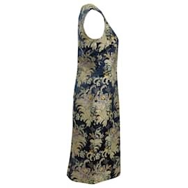 Ralph Lauren-Ralph Lauren Purple Label Georgia Baroque Brocade Sheath Dress in Blue Silk-Blue