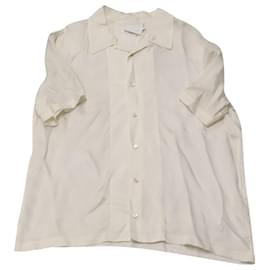 Helmut Lang-Camicia Helmut Lang Camp-Collar in cupro bianco-Bianco