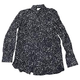 Saint Laurent-Camisa con estampado de salpicaduras de pintura en seda con estampado negro de Saint Laurent-Otro