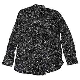 Saint Laurent-Saint Laurent Paint Splatter bedrucktes Hemd aus schwarzer bedruckter Seide-Andere