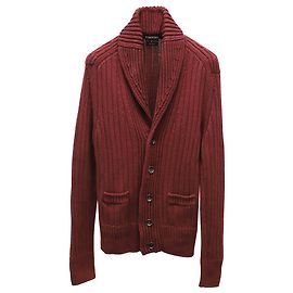 Cárdigan de canalé con cuello esmoquin Steve McQueen de Tom Ford en lana burdeos Burdeos