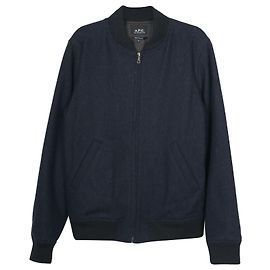 Apc A.P.C Mouliné Lota Bomber Jacket in Navy Wool  Blue Navy blue