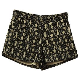 Alice + Olivia Alice & Olivia Short Orné Guipure en Polyester Noir Noir