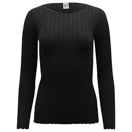 Totême Toteme Rippstrickpullover aus schwarzer Wollmischung Schwarz
