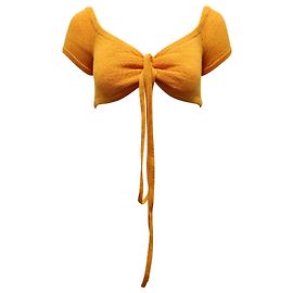 Cult Gaia Top Tricoté à Nouer sur le Devant en Coton Orange Orange